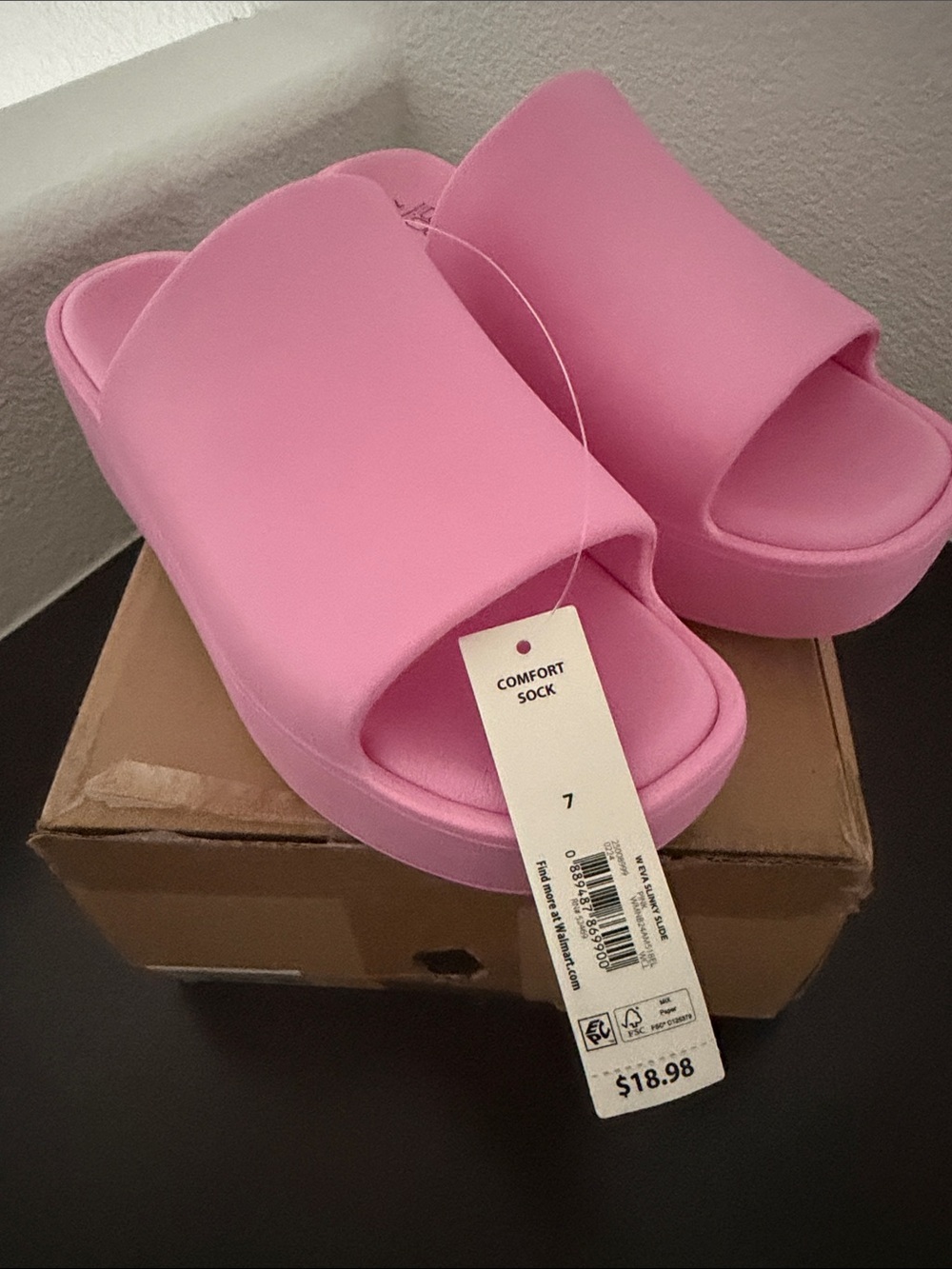 No Boundaries Pink Platform Slide Sandals